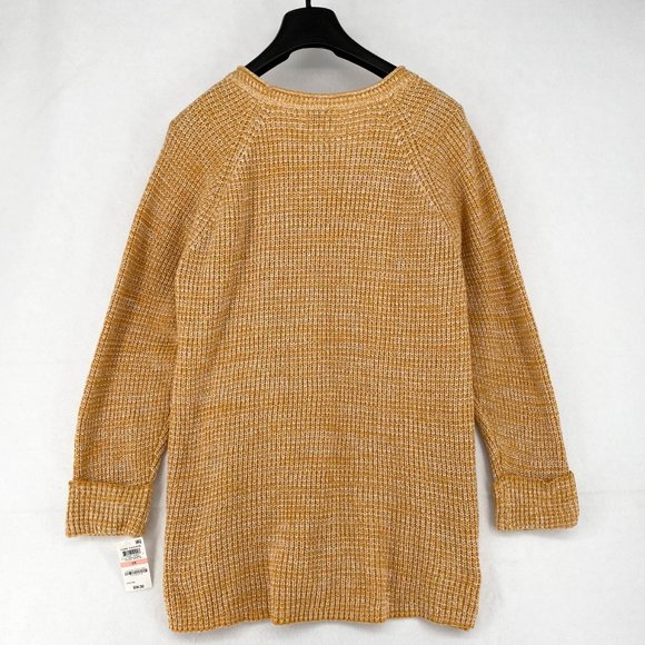 Style&Co Women Plus Crewneck Pointelle Long Sleeves Knit Pullover Sweater Gold - Picture 6 of 7